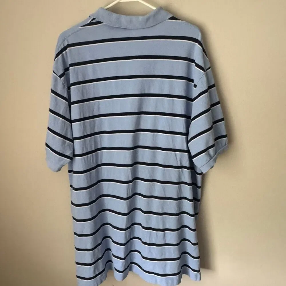 Vintage Polo Ralph Lauren Striped Polo Shirt Light Blue Navy White Men's 2XL Big